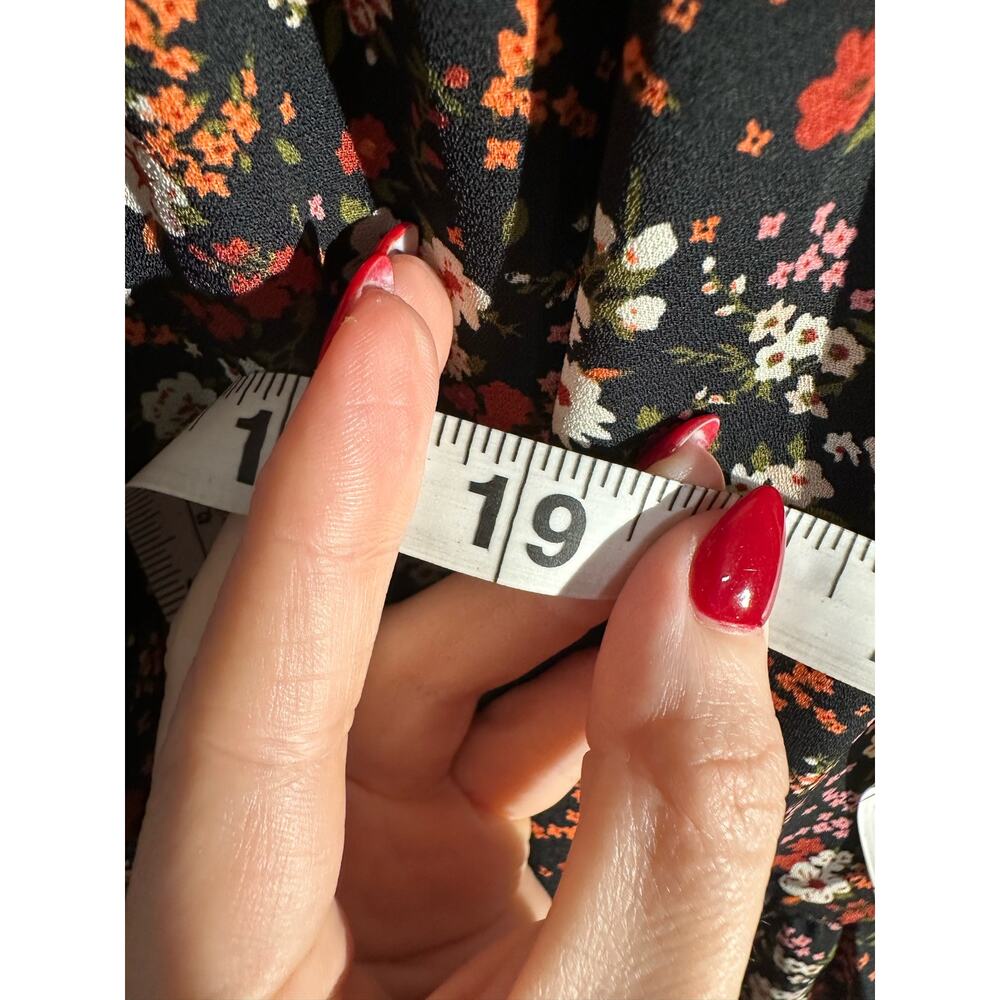 Altard State Dress Women XS Black Mini Floral Cottage Flowy Red Long Sleeve Boho - Picture 9 of 9